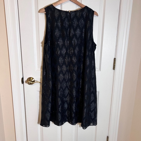 Black Halogen Dress Sleeveless Tonal Eyelash Diamond Pattern Size XL Cocktail - Picture 5 of 5